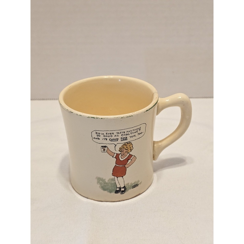 Vintage Ovaltine Children's Drinking Mug Annie 3"D 3"H